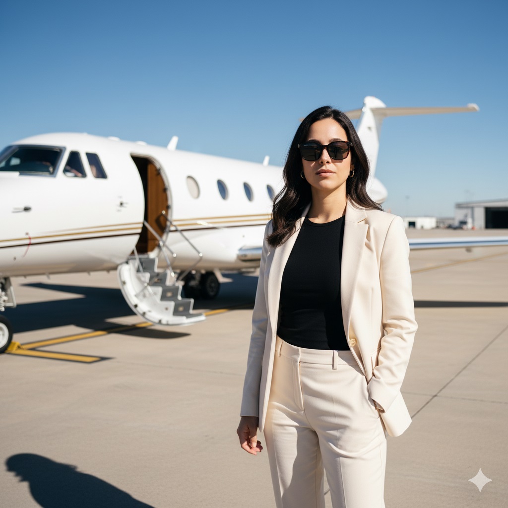 Confident Traveler by Private Jet - AI Prompt - AIVisualsLab