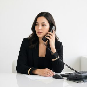 Focused Professional on Landline - AI Prompt - AIVisualsLab