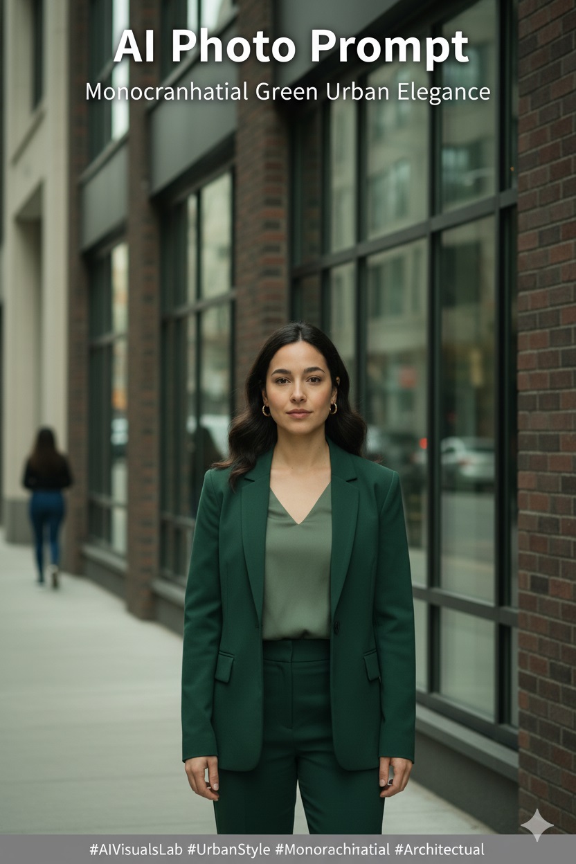 Monochromatic Green Urban Elegance - AI Prompt