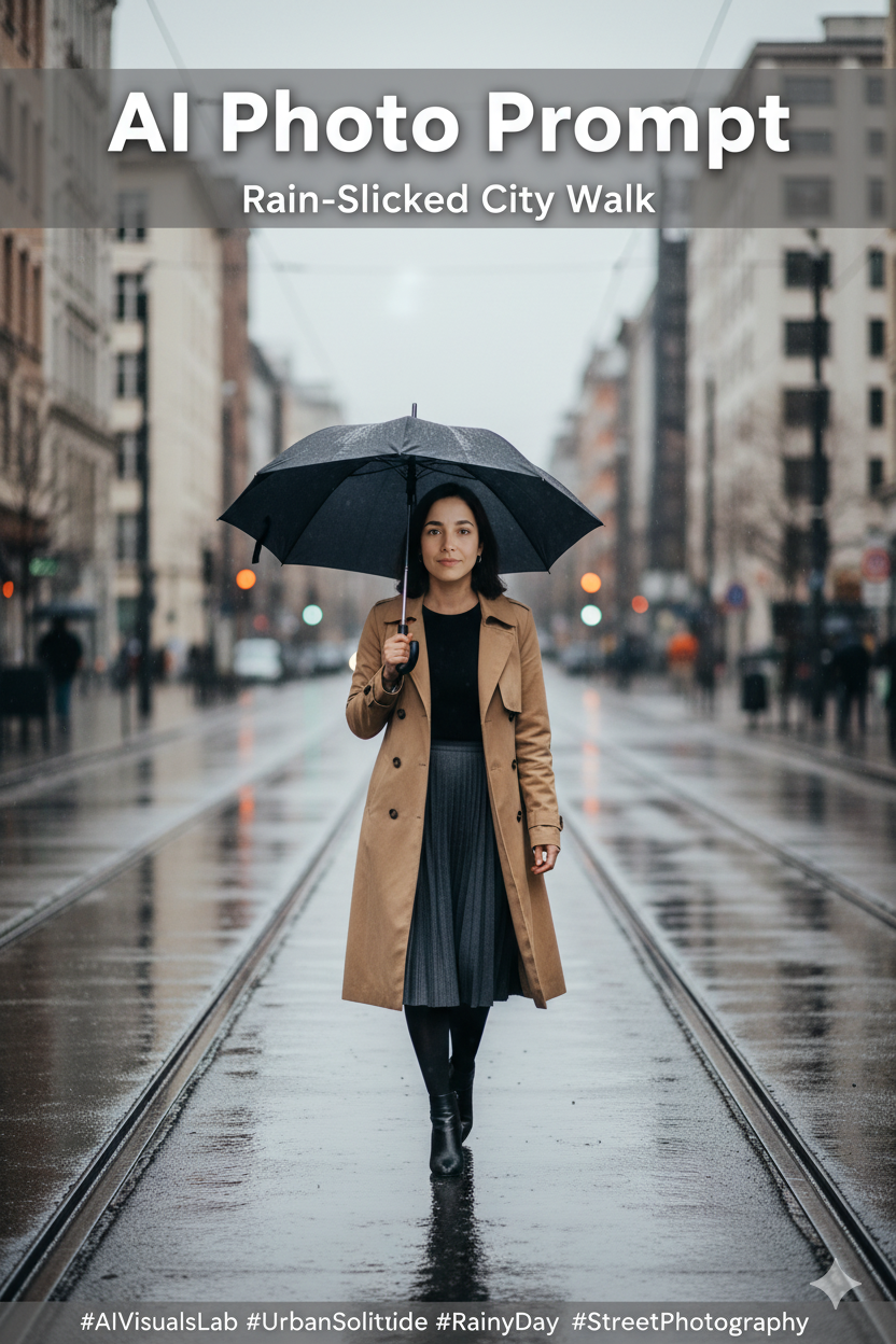 Rain-Slicked City Walk - AI Prompt