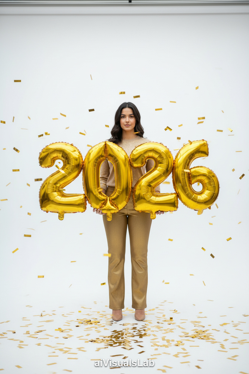Brilliant Gold 2026 Confetti #aiphoto #aiportrait #aiprompt #aivisualslab