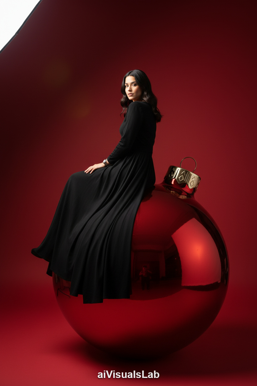 Crimson Bauble Couture #aiphoto #aiportrait #aiprompt #aivisualslab