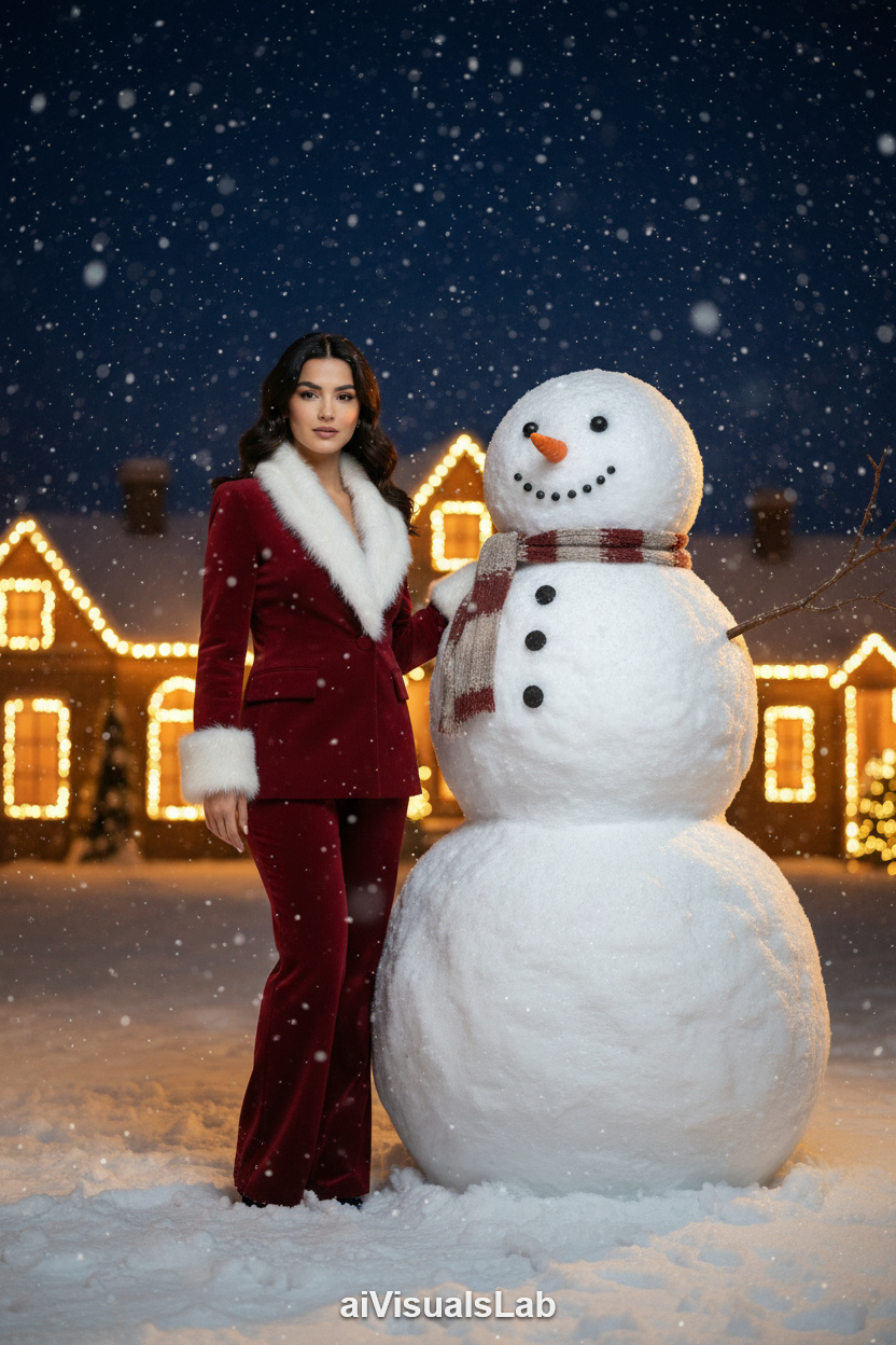 Crimson Snow Night Bloom - #aiphoto #aiportrait #aiart #aivisuals