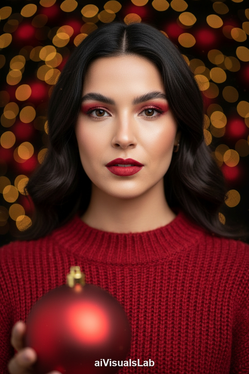 Red Christmas Glamour - #aiphoto #aiportrait #aiart #aivisuals