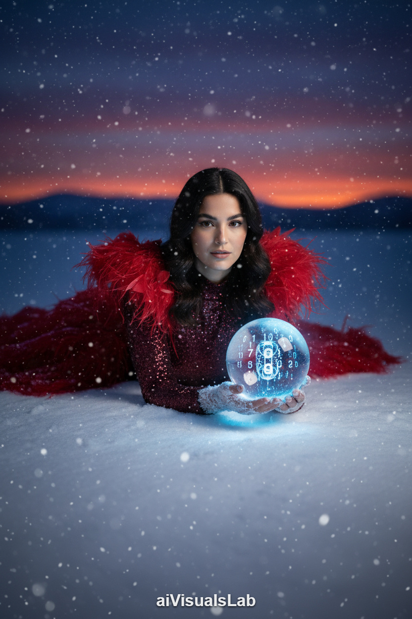 Red Snow Blue Glow - #aiphoto #aiportrait #aiart #aivisuals