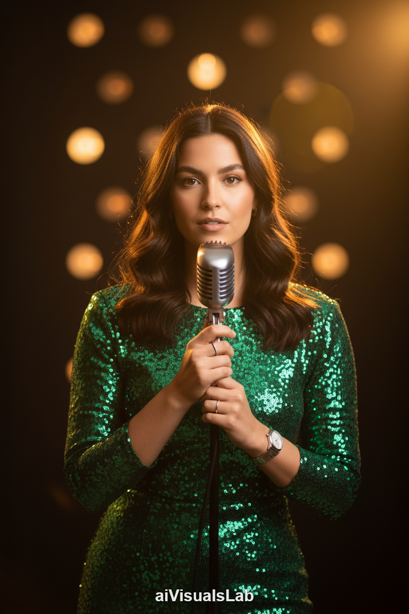 Siren Song Emerald Spotlight #aiphoto #aiportrait #aiprompt #aivisualslab