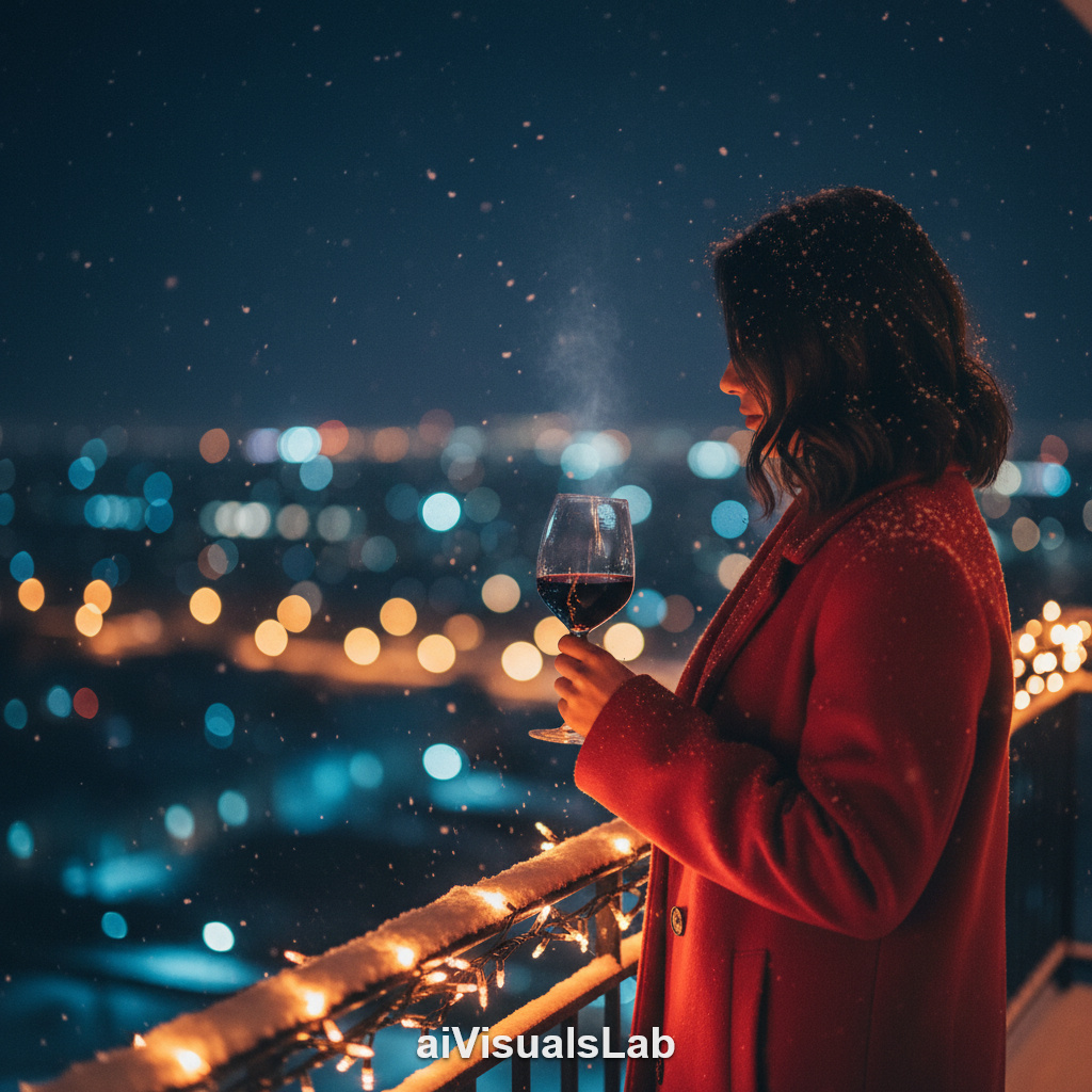 Snowy Wine City Glow - #aiphoto #aiportrait #aiart #aivisuals